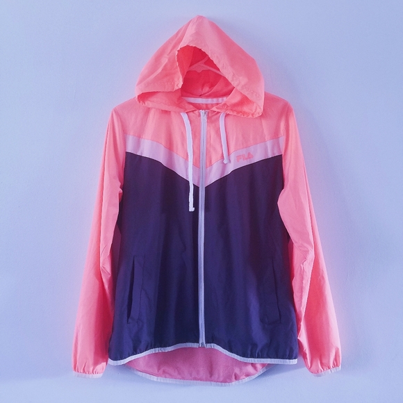 Fila Sport neon pink full zip windbreaker jacket M - Picture 2 of 7